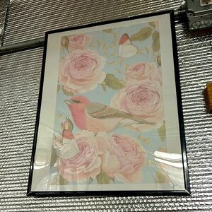 Pretty Bird on Pink Flowers poster paper to hang